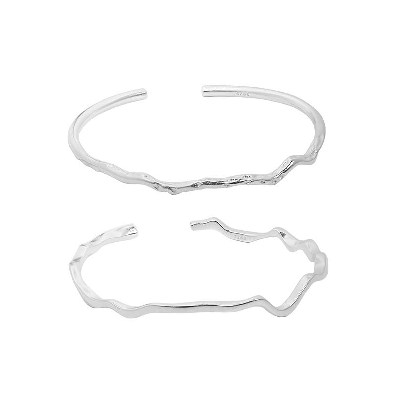 Minimalist Irregular 925 Sterling Silver Open Bangle