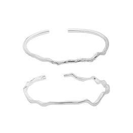 Minimalist Irregular 925 Sterling Silver Open Bangle