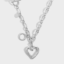 925 Sterling Silver Hollow Heart Chain Necklace for Women