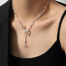925 Sterling Silver Hollow Heart Chain Necklace for Women