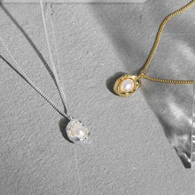 Elegant Oval Shell Pearl Necklace in 925 Sterling Silver