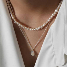 Elegant Oval Shell Pearl Necklace in 925 Sterling Silver