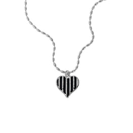 Irregular Black Epoxy Heart Necklace in 925 Sterling Silver