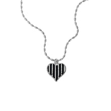 Irregular Black Epoxy Heart Necklace in 925 Sterling Silver
