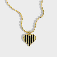 Irregular Black Epoxy Heart Necklace in 925 Sterling Silver