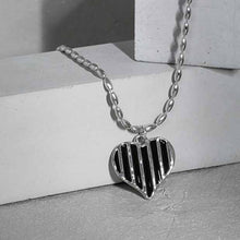 Irregular Black Epoxy Heart Necklace in 925 Sterling Silver