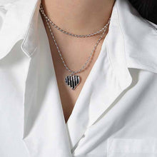 Irregular Black Epoxy Heart Necklace in 925 Sterling Silver