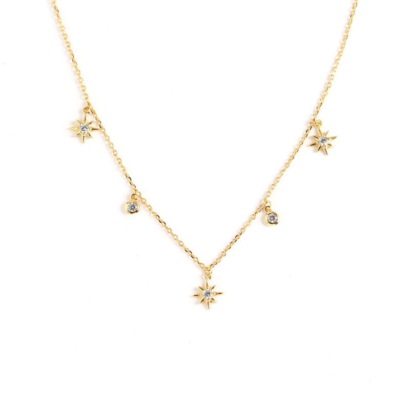 Women’s 925 Sterling Silver CZ Stars Necklace