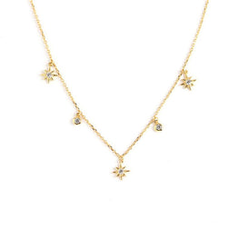 Women’s 925 Sterling Silver CZ Stars Necklace
