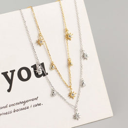 Women’s 925 Sterling Silver CZ Stars Necklace