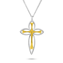 Elegant Hollow Golden Cross 925 Sterling Silver Pendant