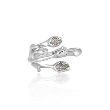 Adjustable 925 Sterling Silver CZ Tulip Flower Bouquet Ring