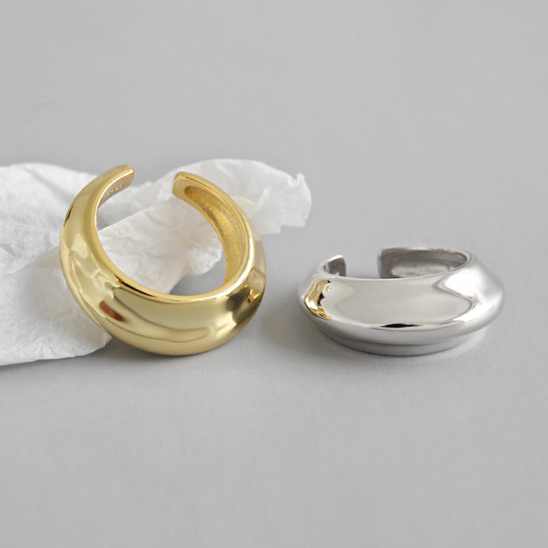 Simple Geometry Adjustable 925 Sterling Silver Ring