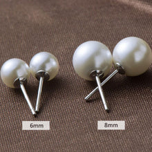 925 Sterling Silver White Shell Pearl Stud Earrings (6/8mm)