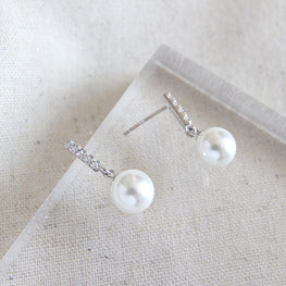 S925 Silver Micro Inlaid Diamond Pearl Earrings