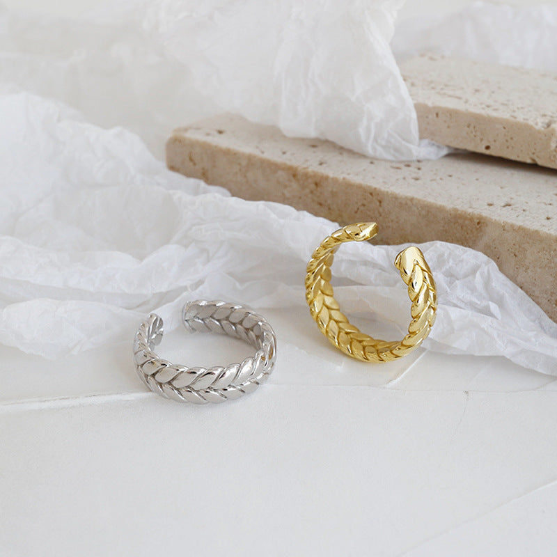 Adjustable 925 Sterling Silver Wheat Twisted Ring
