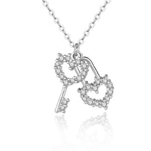 Honey Moon Hollow Sterling Silver CZ Heart Key Necklace