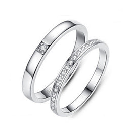 Minimalist CZ Lines 925 Sterling Silver Adjustable Ring