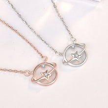 Lady Hollow CZ Star Planet Necklace - 925 Sterling Silver
