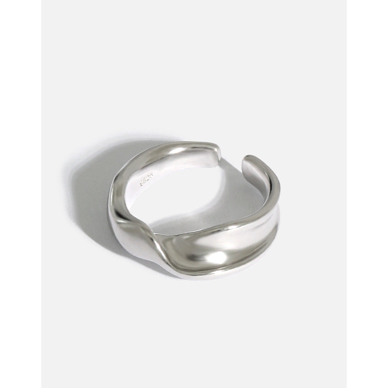 Adjustable Twisted Wide 925 Sterling Silver Ring