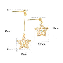 Asymmetry Shining CZ Star 925 Sterling Silver Dangling Earrings