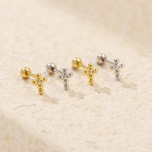 CZ Cross 925 Sterling Silver Stud Earrings