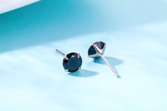 Simple CZ White 925 Sterling Silver Round Stud Earrings