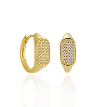 Geometry Irregular Rectangle Micro Setting CZ Sterling Silver Hoop Earrings