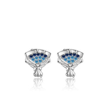Women’s Blue CZ Rose Flower Bouquet 925 Sterling Silver Stud Earrings