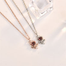 Elegant 925 Sterling Silver Natural Garnet Heart Necklace
