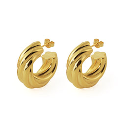 Exaggerated Hollow Chunky Twisted 999 Sterling Silver Hoop Earrings