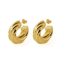 Exaggerated Hollow Chunky Twisted 999 Sterling Silver Hoop Earrings