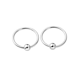 Simple Mini Beads Circle 925 Sterling Silver Hoop Earrings