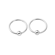 Simple Mini Beads Circle 925 Sterling Silver Hoop Earrings