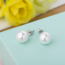 925 Sterling Silver White Shell Pearl Stud Earrings (6/8mm)