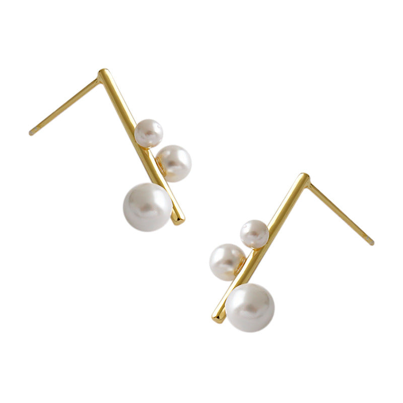 Wedding Shell Pearls Chandelier 925 Sterling Silver Stud Earrings