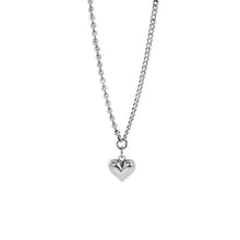Vintage Asymmetrical Chain Heart Necklace in 925 Sterling Silver