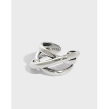 Fashion Triple Lines Cross 925 Sterling Silver Adjustable Ring