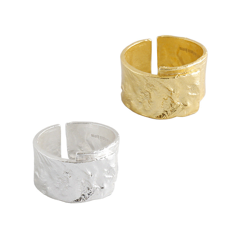 Men's Adjustable 925 Sterling Silver Irregular Wide Geometry Ring