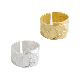 Men's Adjustable 925 Sterling Silver Irregular Wide Geometry Ring