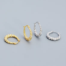 Office Twisted 925 Sterling Silver Hoop Earrings with Zirconia