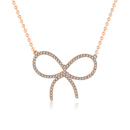 Girl's 925 Sterling Silver CZ Hollow Bowknot Necklace