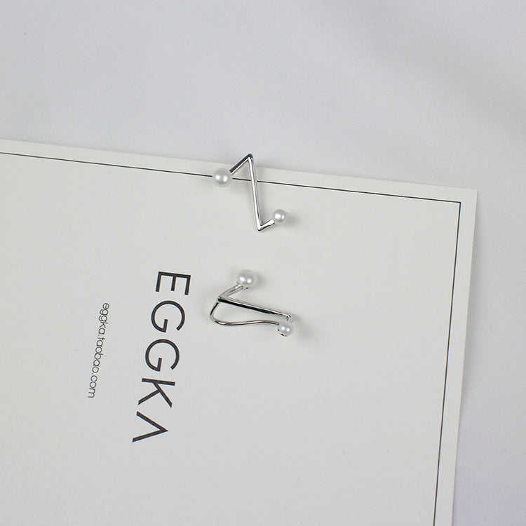 Z Shape Natural Pearl 925 Sterling Silver Hoop Earrings