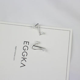 Z Shape Natural Pearl 925 Sterling Silver Hoop Earrings