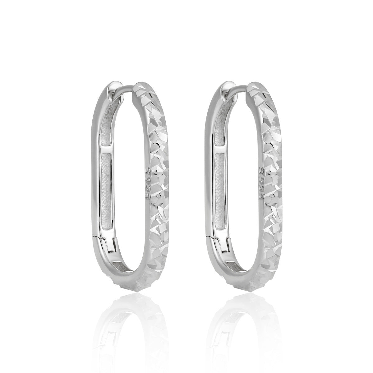 Irregular Painted U Shape 925 Sterling Silver Hoop Earrings
