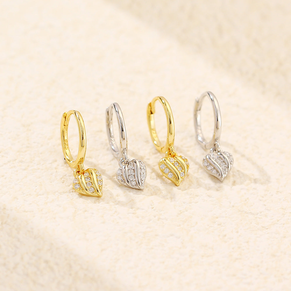 Luxury Micro Setting CZ Heart Earrings in 925 Sterling Silver