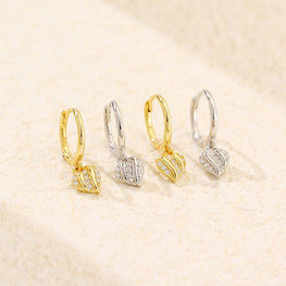 Luxury Micro Setting CZ Heart Earrings in 925 Sterling Silver