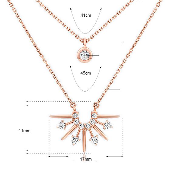 Double Layer CZ Sun Necklace in 925 Sterling Silver