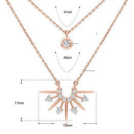 Double Layer CZ Sun Necklace in 925 Sterling Silver