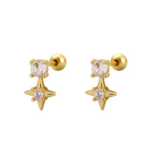 Office Shining CZ Star 925 Sterling Silver Screw Dangling Earrings